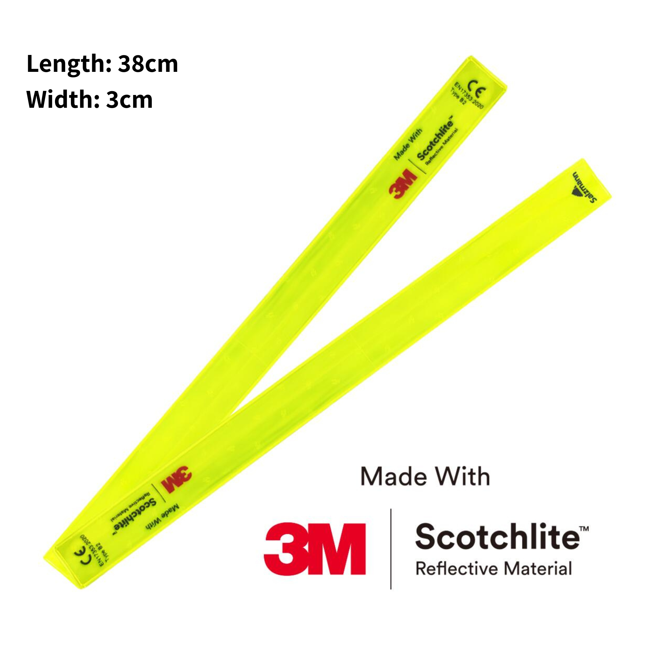 Salzmann High Visibility Reflective Slap Wrap – Safety Armband for Night Running, Cycling, Walking - Made with 3M Scotchlite