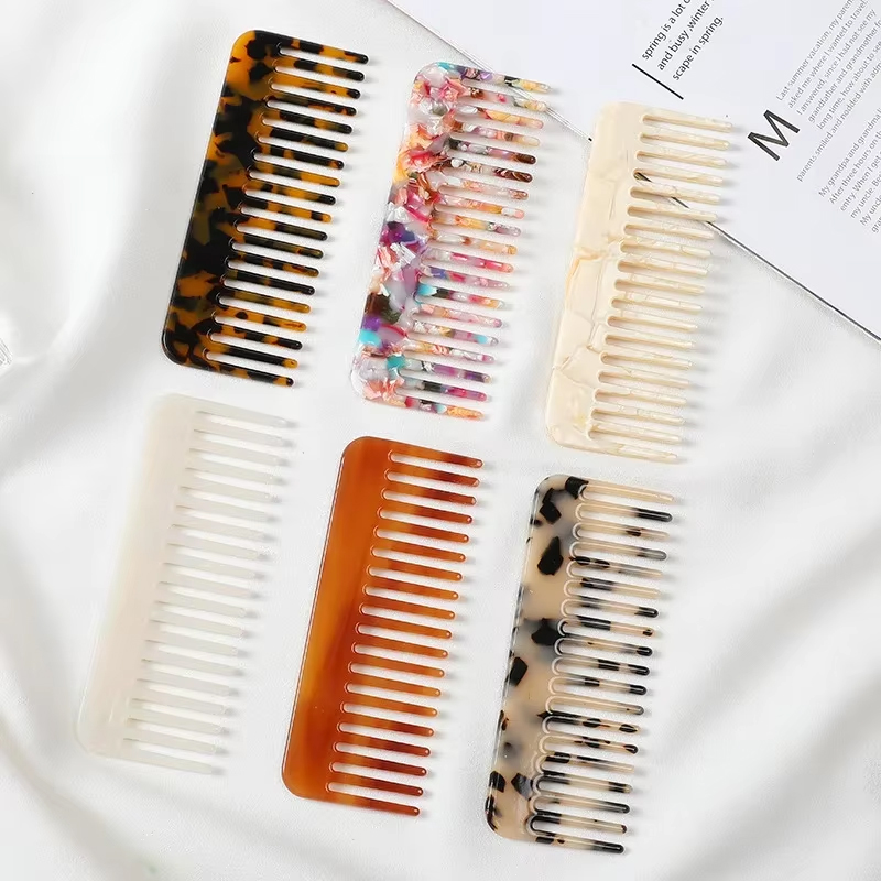Peines de masaje antiestáticos para el cabello, moda coreana, peine de peluquería colorido de acetato, cepillo para el cabello para mujeres y niñas, Herramienta de Peinado