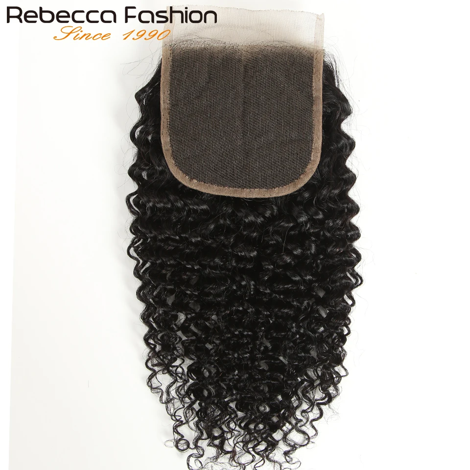 4x4 kinky encaracolado fechamento do laço pré arrancado cabelo humano fechamento de renda transparente com cabelo do bebê brasileiro encaracolado fechamento superior do laço