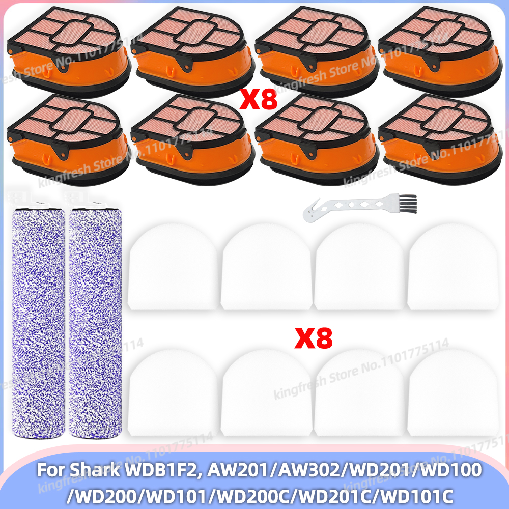 Ajuste para Shark WDB1F2 HydroVac AW201 AW302 WD201 WD100 WD200 WD101 WD200C WD201C WD101C HydroVac piezas de vacío filtro de rodillo de cepillo