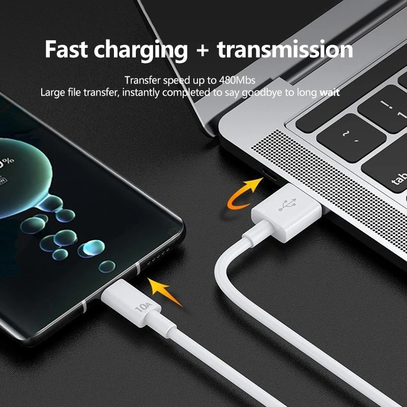 10A Kabel do szybkiego ładowania typu C 120W Kabel USB C do Huawei iPhone Xiaomi Realme Samsung Poco Kabel USB C do szybkiego ładowania danych