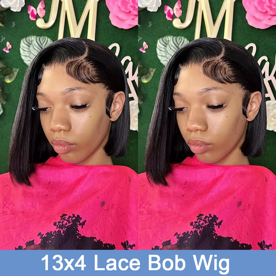 Perucas de cabelo humano bob peruca de renda transparente com cabelo do bebê remy 13x4 4x4 peruca de renda para mulheres perucas de renda pré arrancadas nós descorados