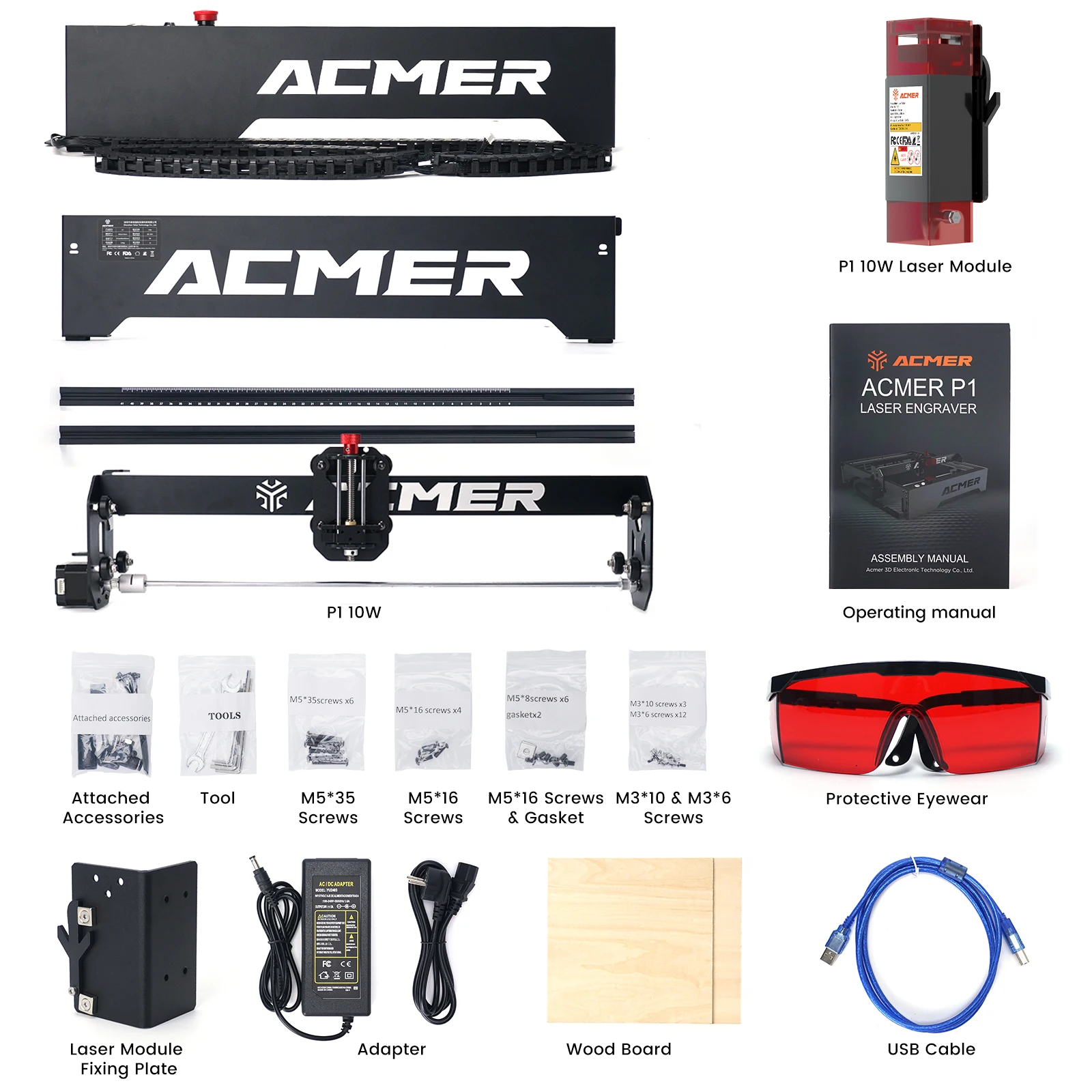 ACMER P1 10W powerful laser Engraver woodworking cutting machine Wifi APP control wood panel engraving cutting 400x410mm Size