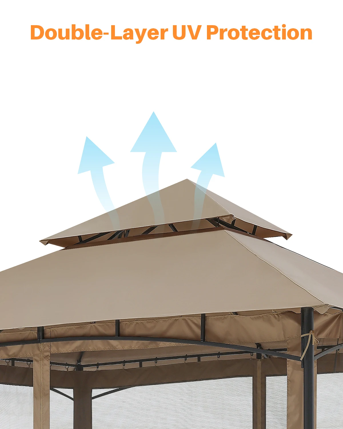 SeeHill 10' x 10' Patio Gazebo with Steel Frame and Double Roof, Outdoor Canopy Tent with Mosquito Netting for Garden or Lawn