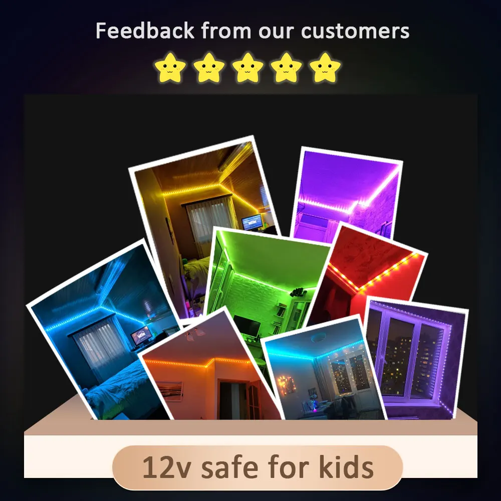 Strisce luminose a LED Strisce luminose intelligenti con controllo app Luci a LED RGB per camera da letto, sincronizzazione musicale che cambia colore