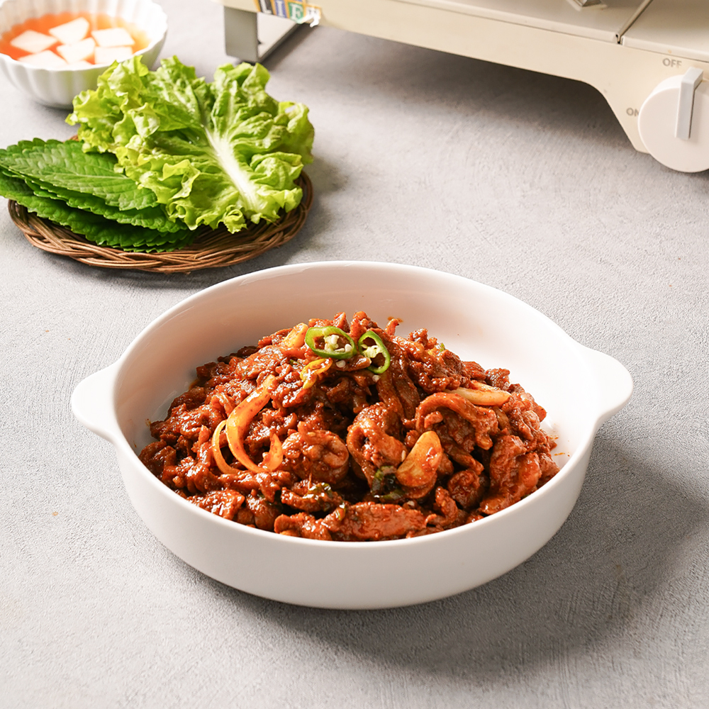 홍익상회 양념 오리 불고기 400g x 2팩 국내산 오리 고기 고추장 주물럭 2인분 캠핑 음식 요리