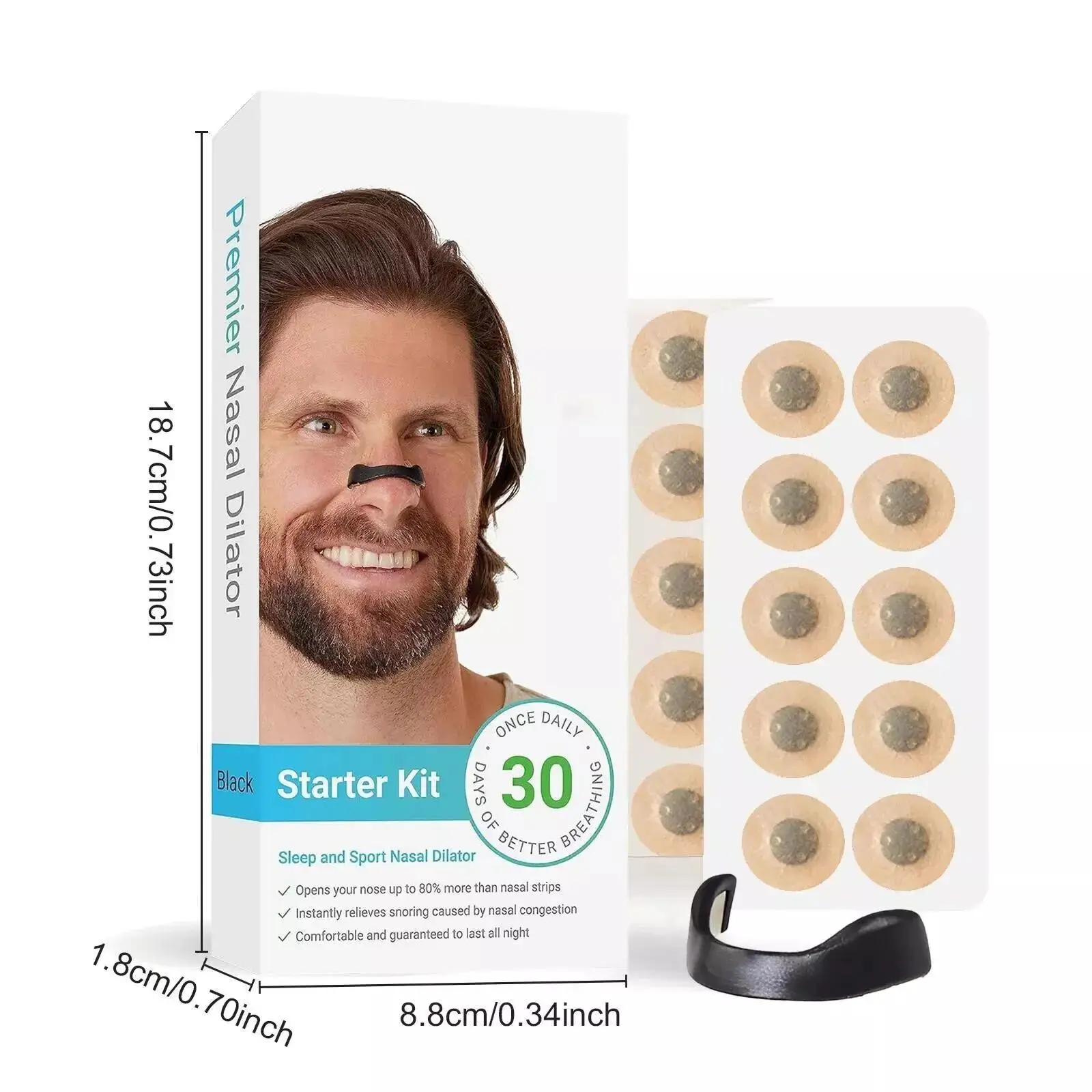 External magnetic nose strips, super anti-snoring solution, anti-snoring and sleep aid, 4 sizes of nasal dilator strips, suitabl