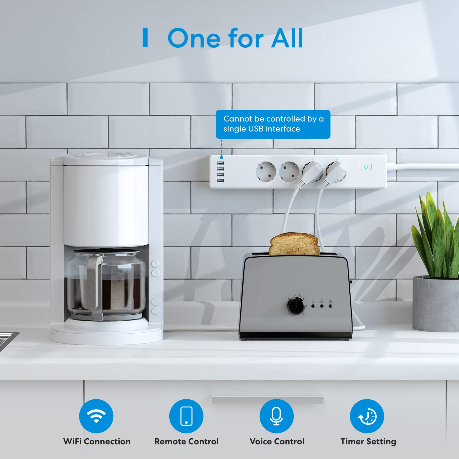 Meross-regleta de alimentación inteligente WiFi, Protector contra sobretensiones WLAN, extensión de enchufe UE/REINO UNIDO/EE. UU., soporte USB, HomeKit Alexa Google SmartThings