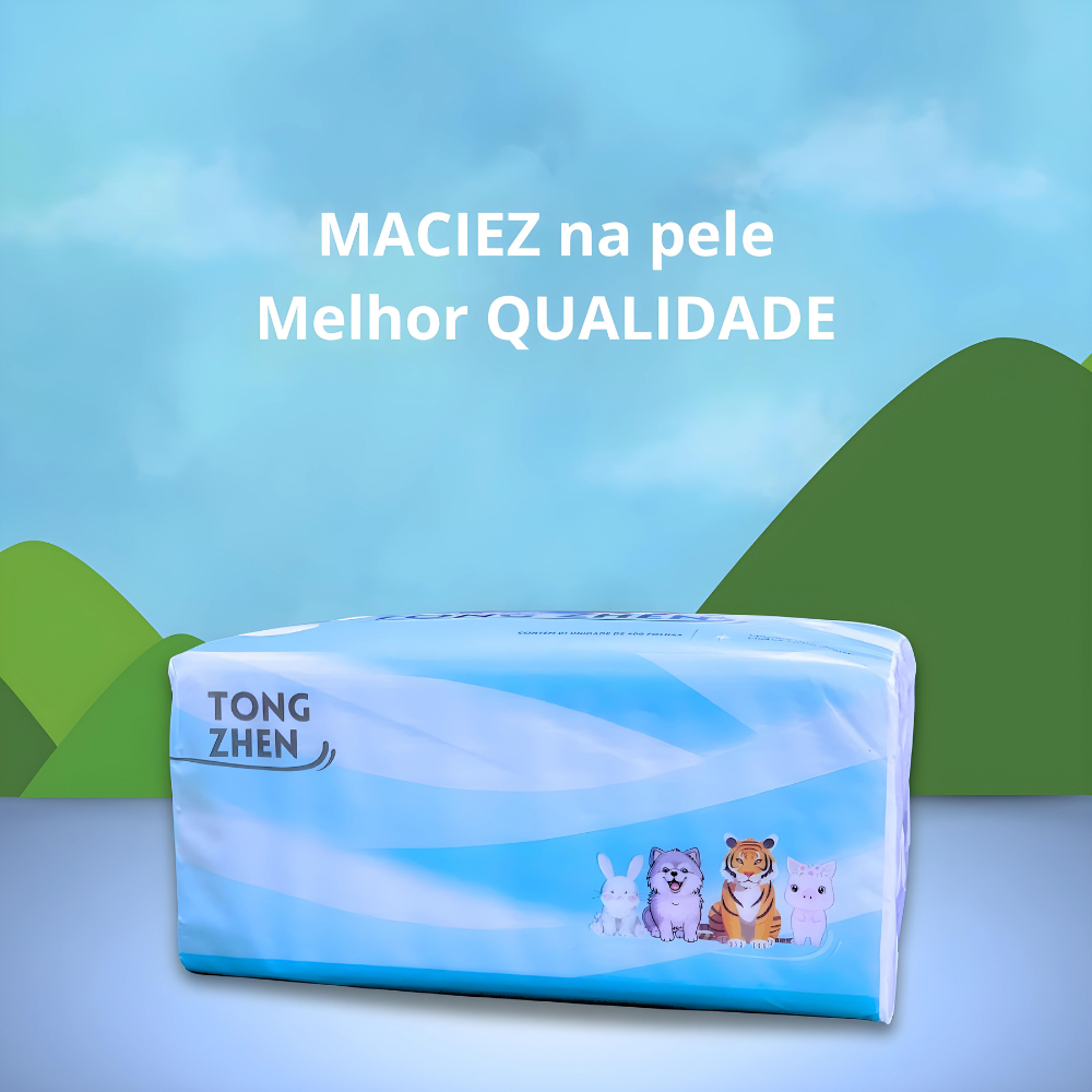 Lenço de Papel Toalha TONG ZHEN - 400 Folhas - Macio - Com Qualidade
