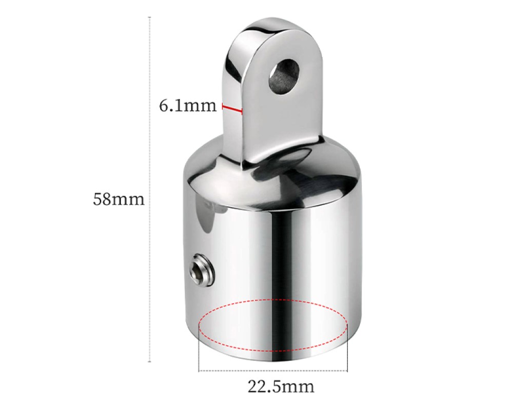 316 Stainless Steel Bimini Top Caps Slide Cap Tube Eye End Top Fitting Marine Hardware Inside Diameter 22mm Boating Accessories