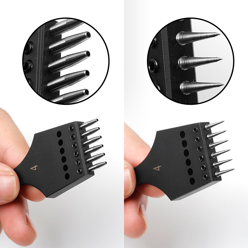 WUTA Sắc Nét Đầu Có Thể Thay Thế Được Châm Sắt Có Thể Tháo Rời Kìm Bấm Lỗ Tròn Da Thủ Công Đục Làm Đồ Da Dụng Cụ