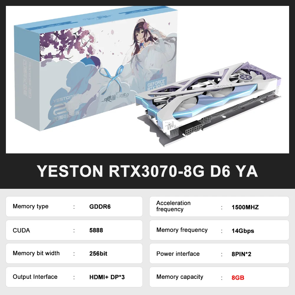 USED YESTON Graphic Card GDDR6 NVIDIA rtx 3060 12G Gaming GPU Video Cards rtx 3060TI rtx3050 rtx3070 rtx3080 placa de vídeo