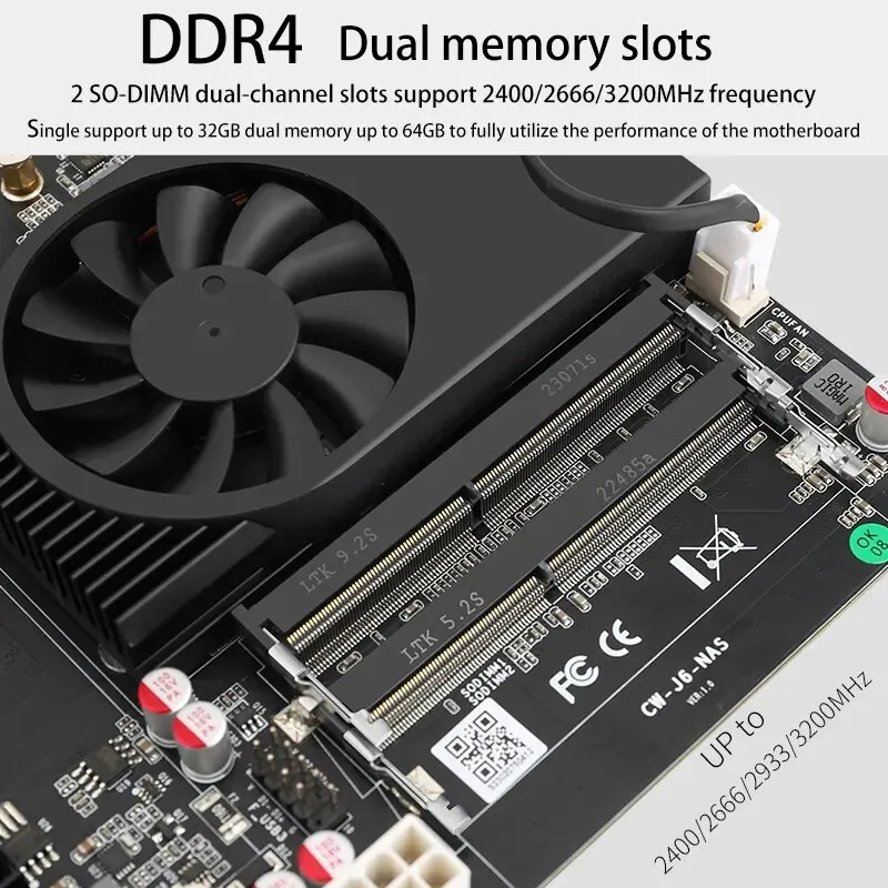 6-Bay NAS Mainboard Intel Celeron J6413 J6412 2*Intel i226-V 1*RTL8125BG 2.5G LANs 2*NVMe 6*SATA3.0 2*DDR4 1*PCIe Mini Pc Board