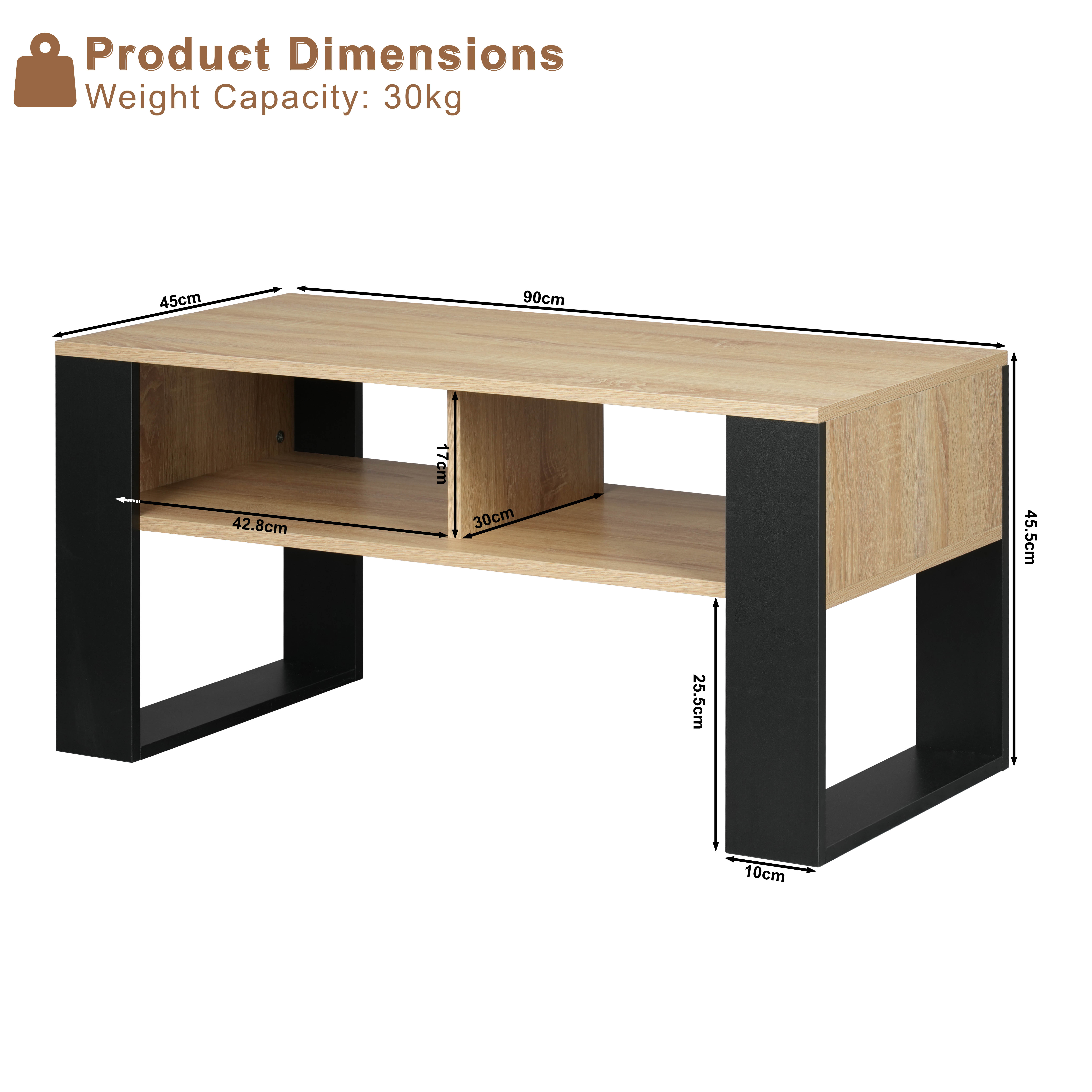 Mesa de té y centro con almacenamiento, mesa auxiliar con 2 compartimentos abiertos, mesa de sofá de estilo industrial vintage para sala de estar y dormitorio