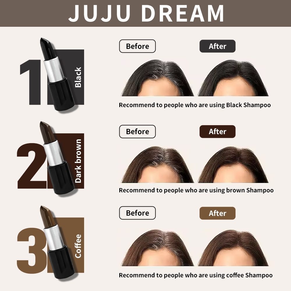 JUJU Dream bâton de teinture capillaire jetable Portable couverture de teinture capillaire temporaire douce, longue durée et rapide blanche pour tous les types de cheveux