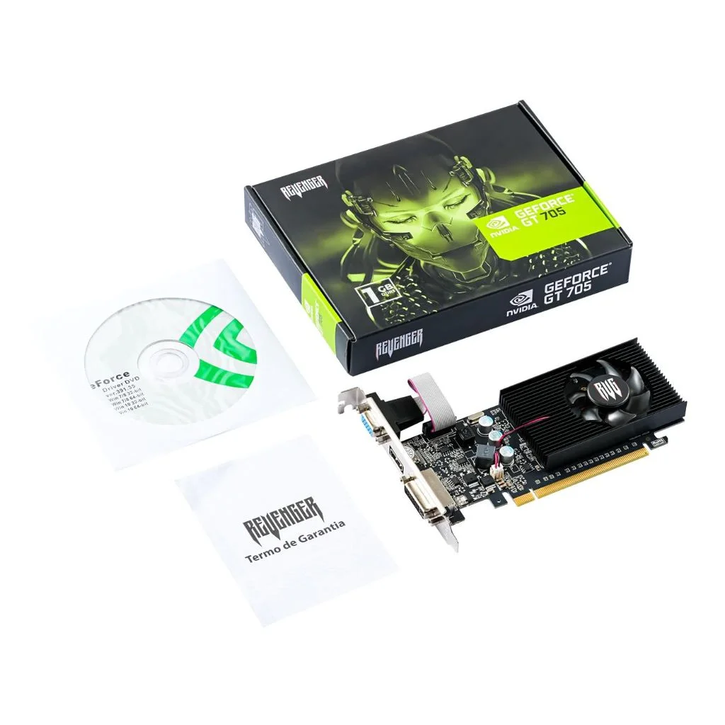 Placa de Vídeo Nvidia Revenger GT 705 1GB DDR3 HDMI PCI Express Desempenho Gráfico Baixo Consumo Computador Desktop