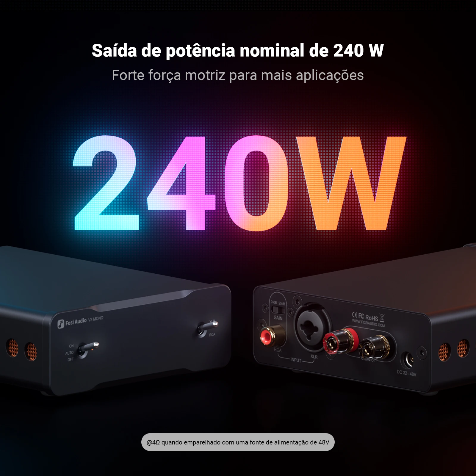 Amplificador de Potência Estéreo, TPA3255 Mini Amplificador, 240W, 2, 2.2, 3, 4, 5 Canais, Profissional