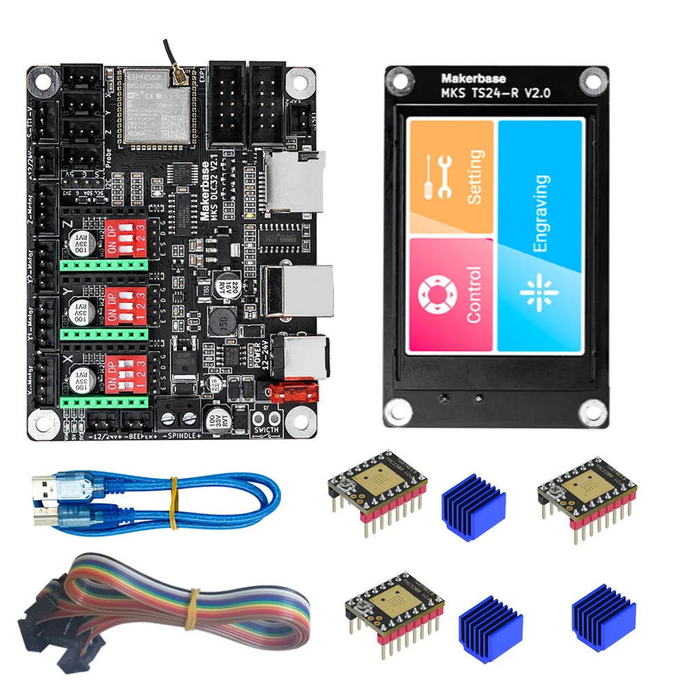 MKS DLC32 v2 32bits GRBL controlador Wifi sin conexión TS35-R pantalla LCD CNC3018 MAX PRO kits de actualización para máquina de grabado láser CNC