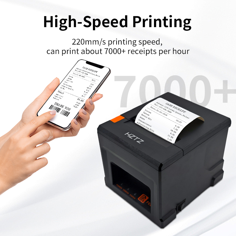 HZTZ 80mm termiczna drukarka pokwitowań HZ-8360 automatyczny nóż restauracja kuchnia drukarka POS USB LAN Bluetooth