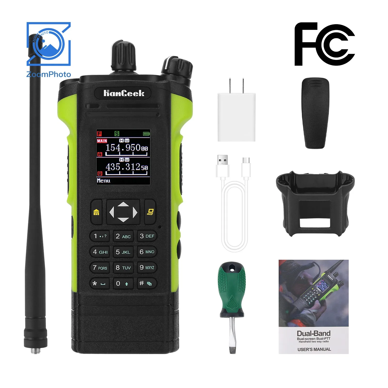 HAMGEEK APX-8000 12 W Dualband-Radio VHF UHF-Handtransceiver Dual PTT mit Handmikrofon