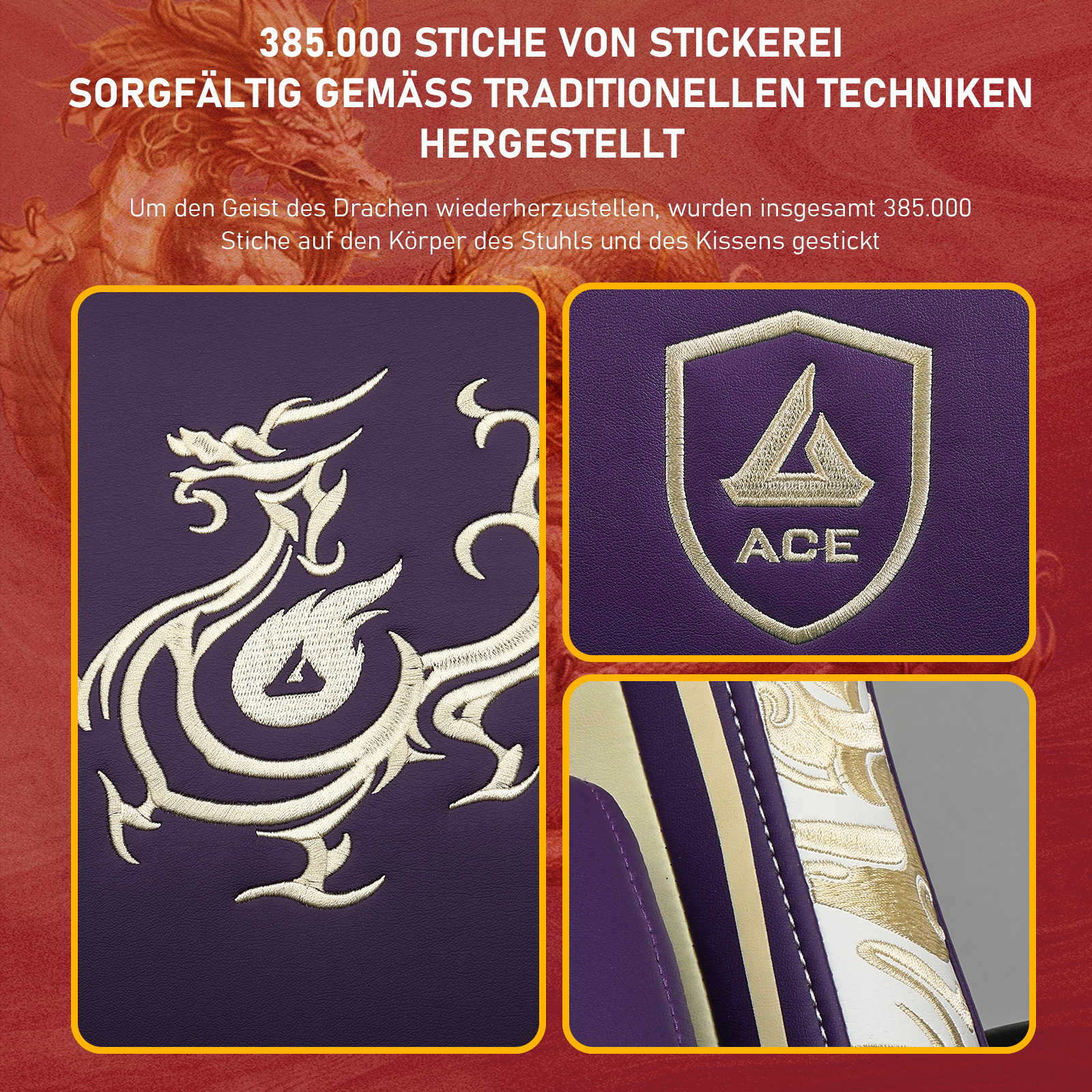 Chaise de jeu GTPLAYER avec haut-parleurs Bluetooth, repose-pieds et design ergonomique, chaise de jeu vidéo et de bureau Dragon Series