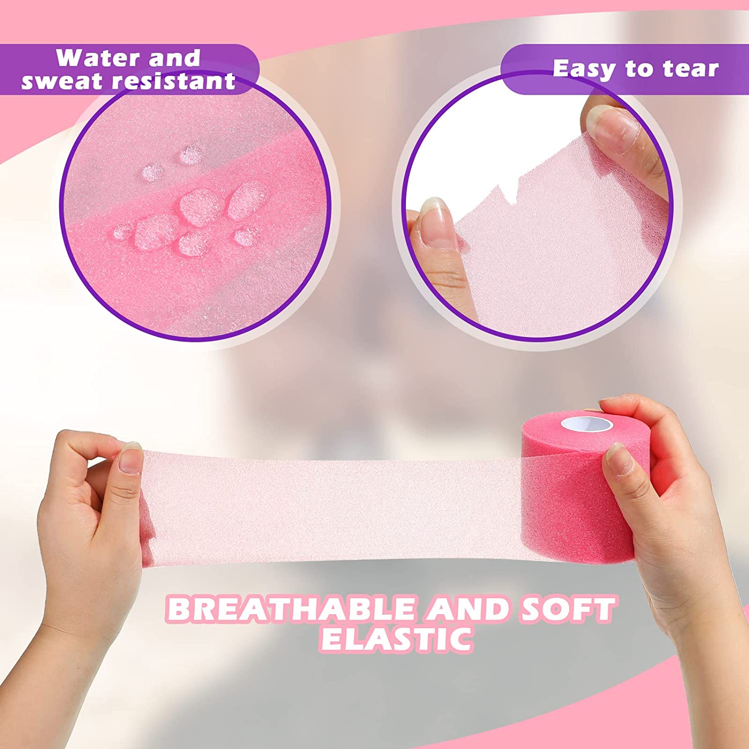 Vendaje de espuma de PU, coderas y rodilleras, película de espuma, envoltura deportiva preenvoltura para cinta atlética