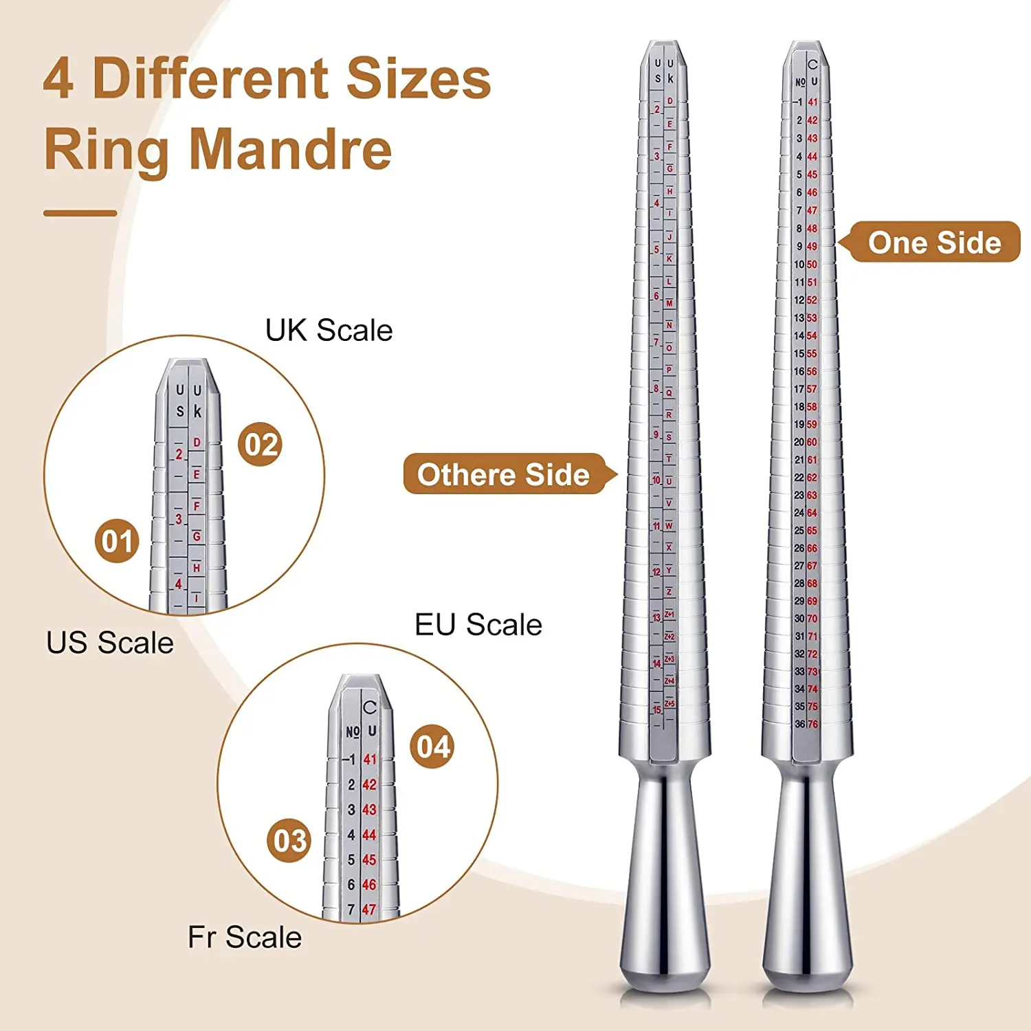 11 Pieces Of US UK Ring Mandrel Sets Size 1-13 With Half Ring Size Measuring Instrument Jewelry Repair Measuring Tools Kit