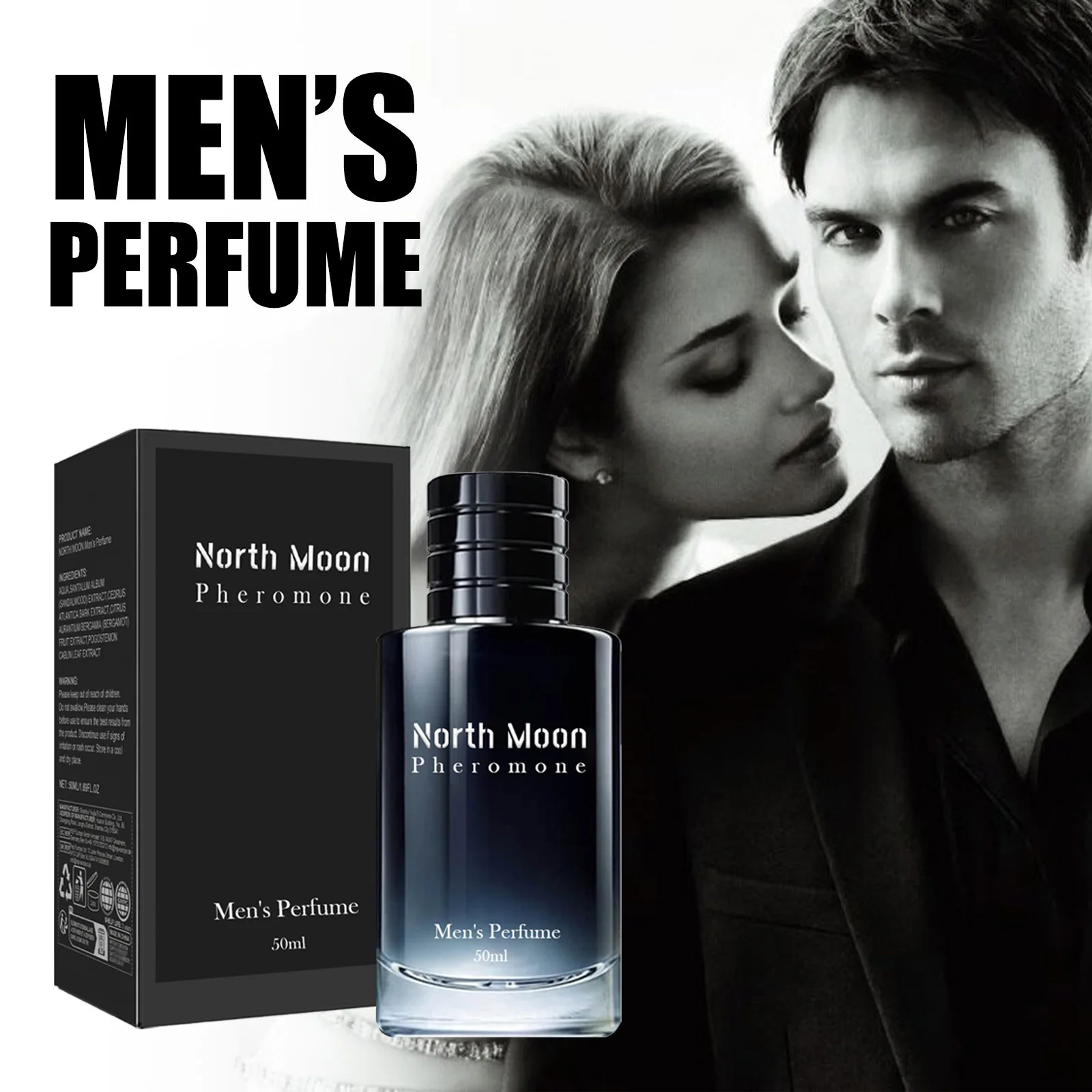 North Moon 50ml Men Sandalwood Charming Perfume Long-Lasting Light Fragrance Scent Attracting Pheromone Fresh Flirting Perfume