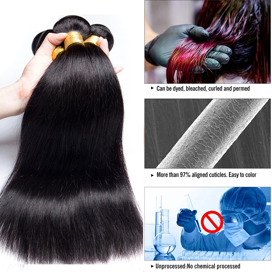 Pacotes retos do cabelo humano para mulheres negras, extensões do cabelo de Remy, Weave peruano do cabelo, 30 ", 12A