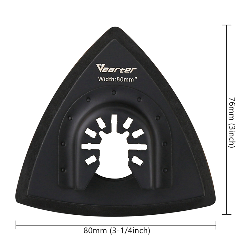 Vearter 19Pcs Triangular 80mm Oscillating Multitool Sand Pad With Hook & Loop Sandpaper Sheet For Burr Grinding And Rust Removal