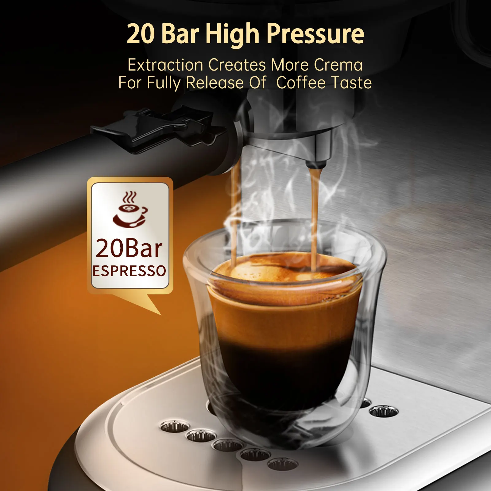 Macchina per caffè HiBREW Cafetera 20 Bar Inox Semi automatica Super Slim ESE POD e macchina per caffè espresso in polvere Acqua calda H11