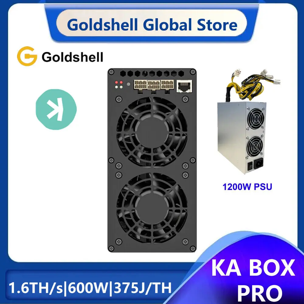 FAST SHIP Goldshell KA BOX PRO Kaspa Miner 1.6Th/s KHeavyHash 600W with 1200W Power Supply