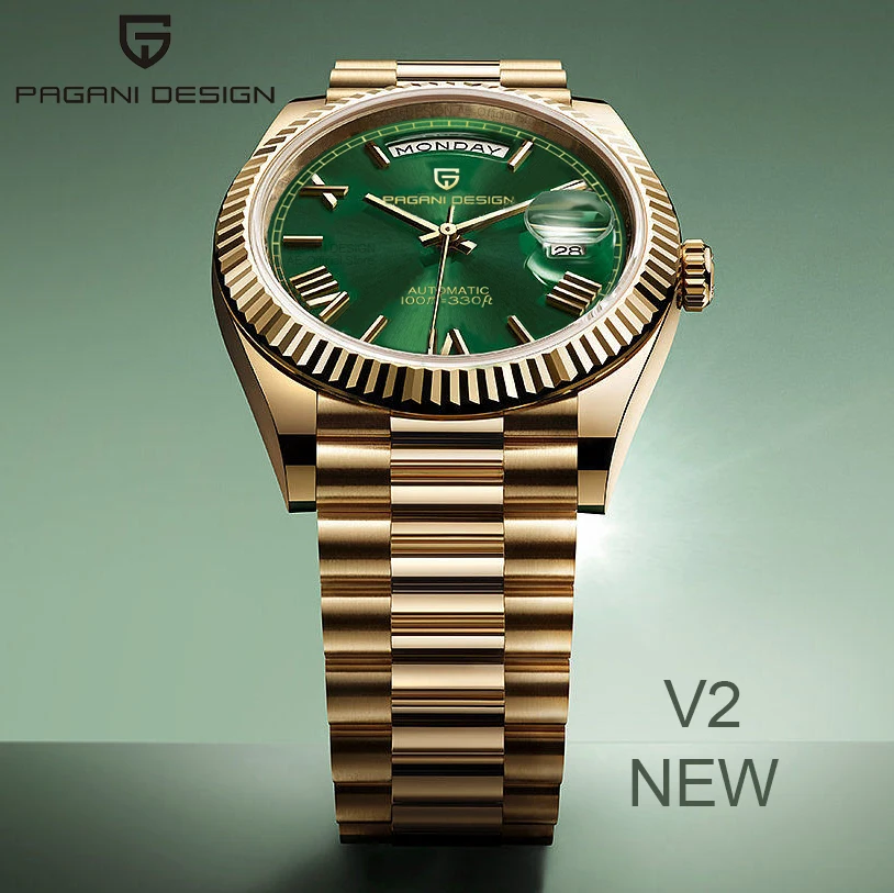 Pagani design dd36 ouro verde v2 relógios mecânicos masculinos relógio automático de luxo para homem 2024 novo ar relógio de pulso de vidro safira