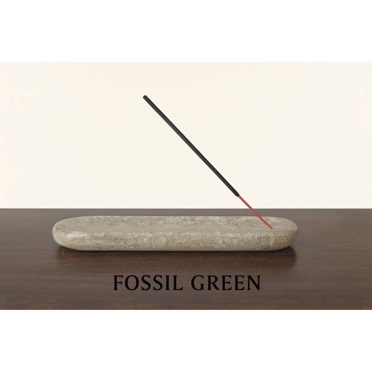 Portaincensi Ovale in Marmo Naturale Fossil Green 🪨 24,5 × 4,5 × 2 cm | Fatto a Mano in Italia 🇮🇹 | Bruciatore per Bastoncini di Incenso | Accessorio Decorativo per Casa e Benessere - Kalu Creations