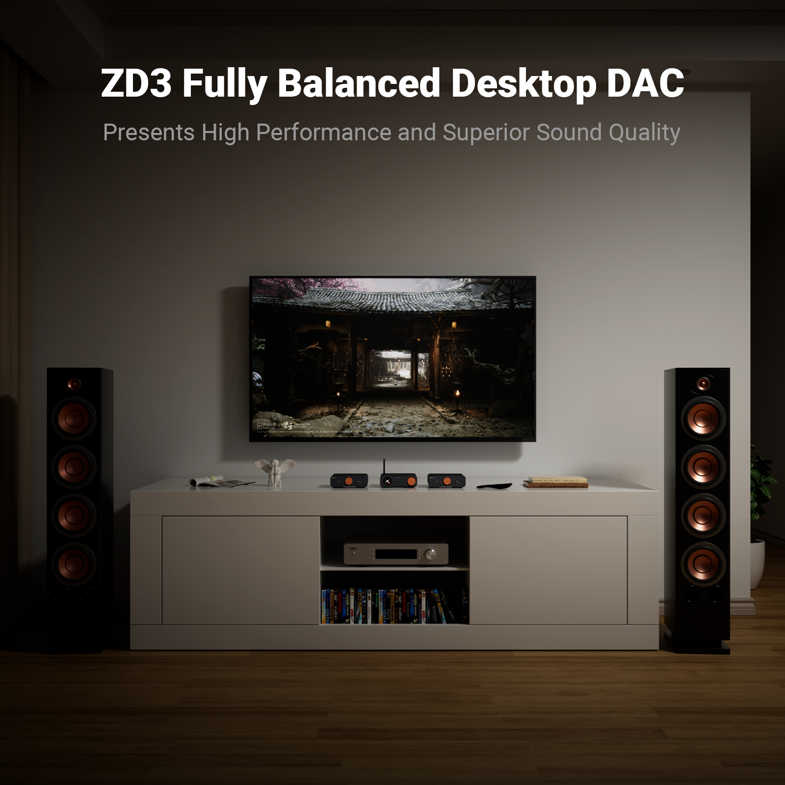 Fosi Audio ZD3 Bluetooth USB Desktop DAC ARC Input, ES9039Q2M Fully Balanced Digital Decoder for Stereo Amplifier with Remote