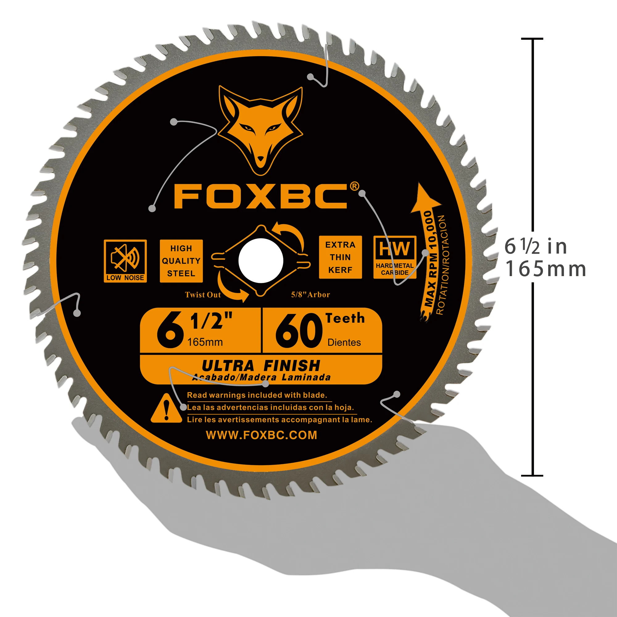 Foxbc-丸鋸刃、超微細仕上げ、木材切断、60歯、165mm、1個