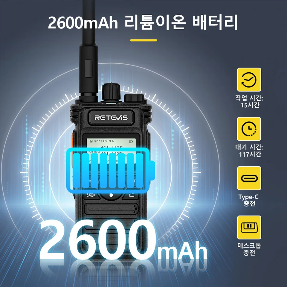 Retevis RT86S 워키토키 무전기 한국 세트 장거리 라디오 ptt 고성능라디오 Walkie Talkie 충전식 생활용 c Type 모빌 전문가용 UHF GMRS Walkie 한국 사용 휴대용 10w 통신 장비 c타입 고성능 이동무전기 고출력 1 2pcs 충전 라디오 핸즈프리 Walkie-talkie 양방향 인터컴