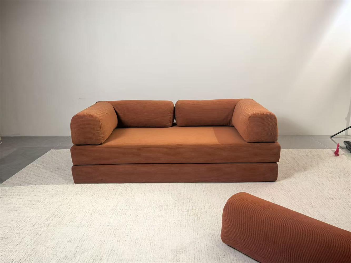 Magazyn UE Europejska retro sofa wysokiej klasy z aksamitu sztruksowego, składana sofa z funkcją kompresji próżniowej, możliwość personalizacji, do salonu, sypialni, futrzana.