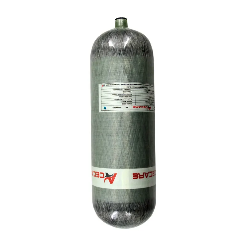 ACECARE HPA Cilindro De Fibra De Carbono com Botas De Proteção De Borracha, Scba Diving Air Tank, M18 * 1.5, 300Bar, 4500Psi, 30Mpa, 9L