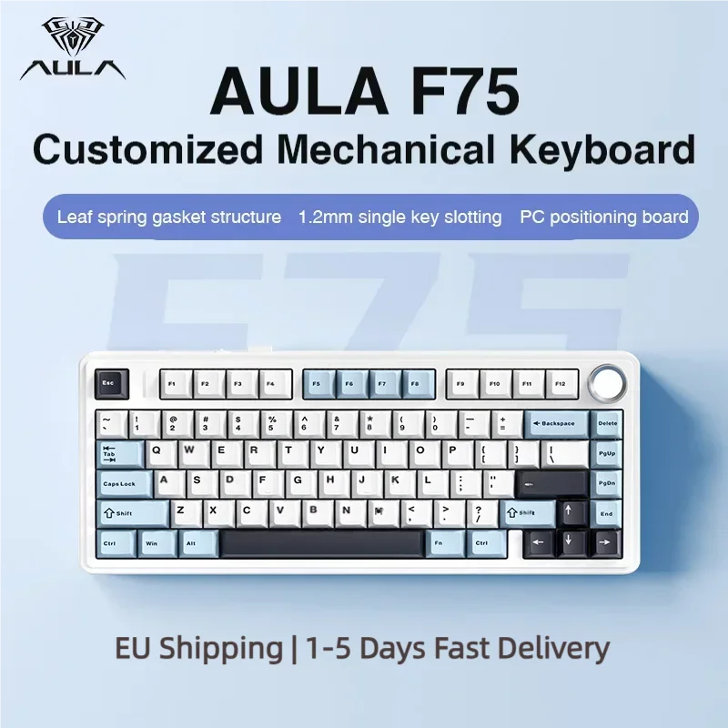 AULA F75 2.4G Teclado mecânico para jogos sem fio/Bluetooth/com fio RGB personalizado 75% layout OEM estrutura de junta de perfil