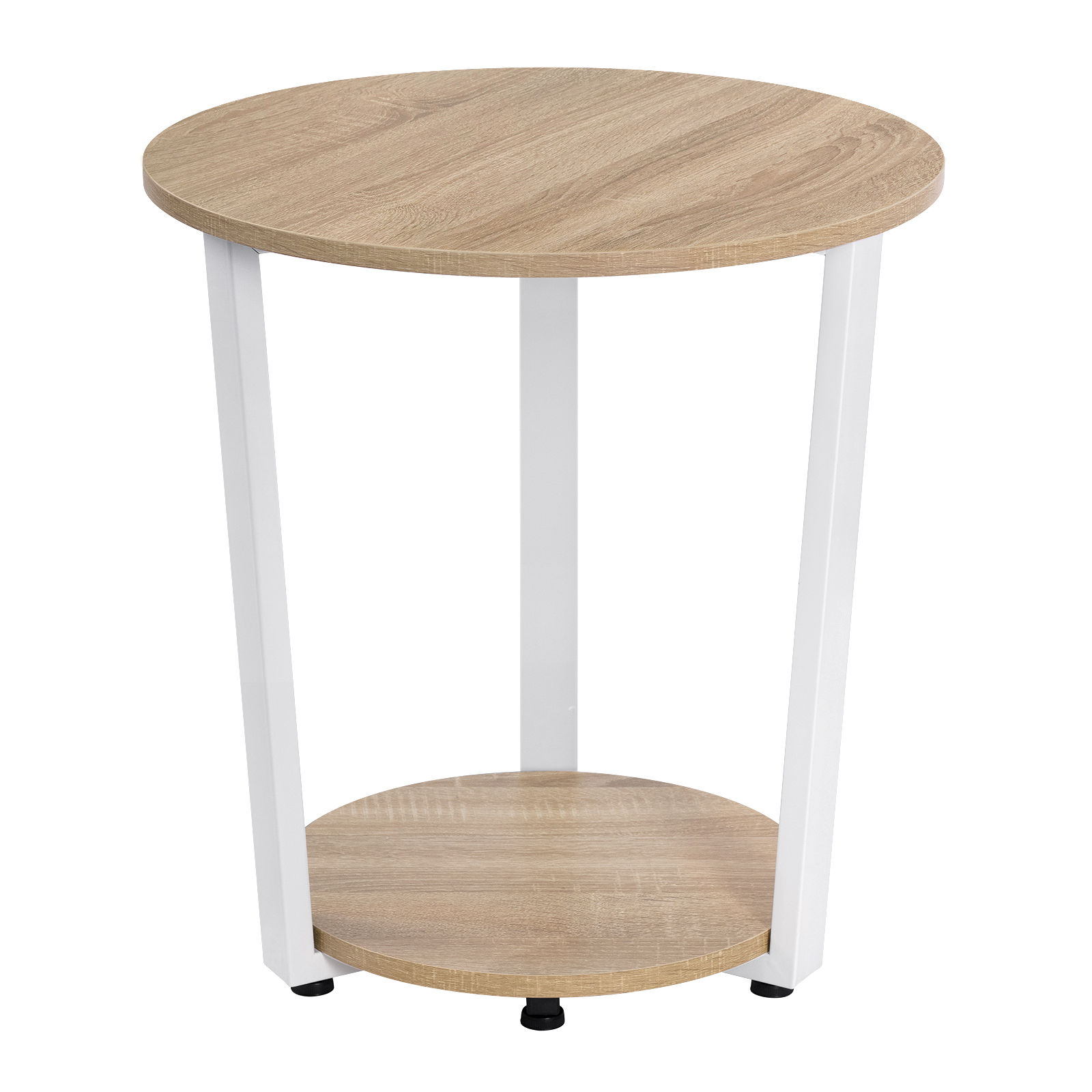 Mesa de centro redonda, sofá pequeño moderno con 2 estantes, escritorio de té, mesita de noche para sala de estar, dormitorio y hogar