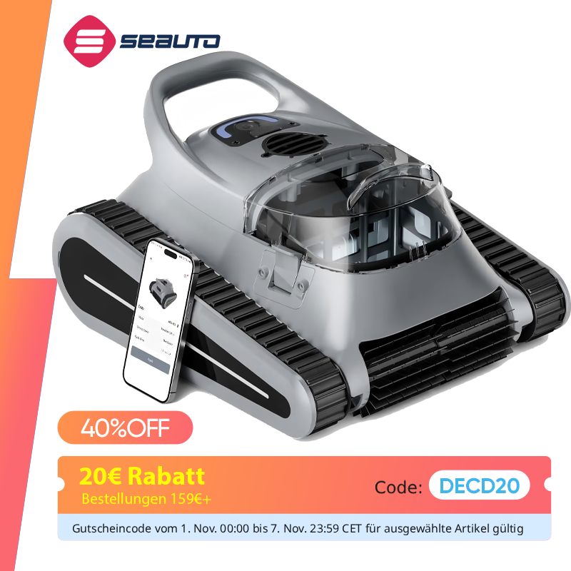 Seauto robotzwembadstofzuiger, looptijd van 210 minuten, wandklimmen, geschikt voor muren en vloeren van 2000 vierkante meter