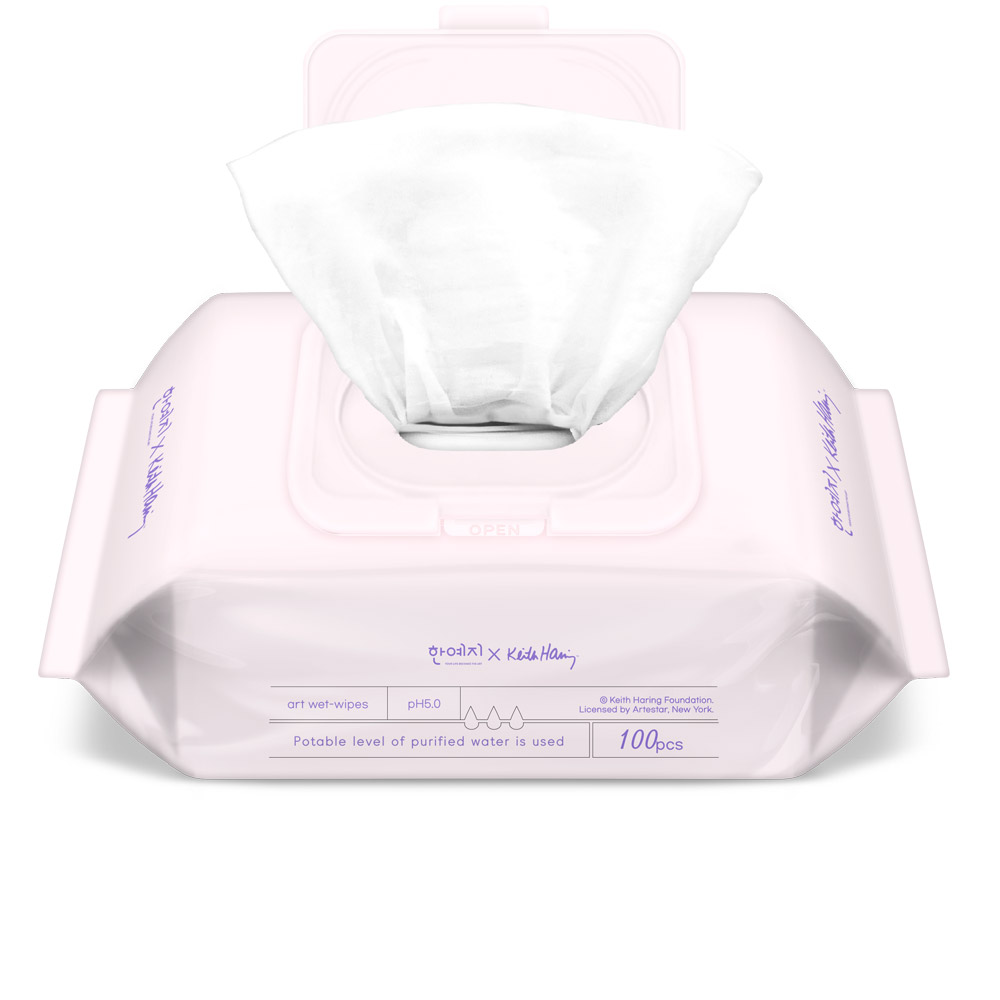 한예지 키스해링 퍼플 물티슈 100매 캡형 [총 20팩]