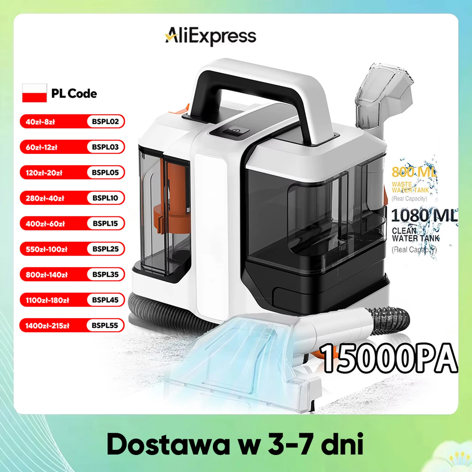 Pulitore per punti 750/450W 11/15KPa Pulitore per tappeti portatile per tenda del divano Aspirazione spray Macchina integrata Macchina per la pulizia della casa
