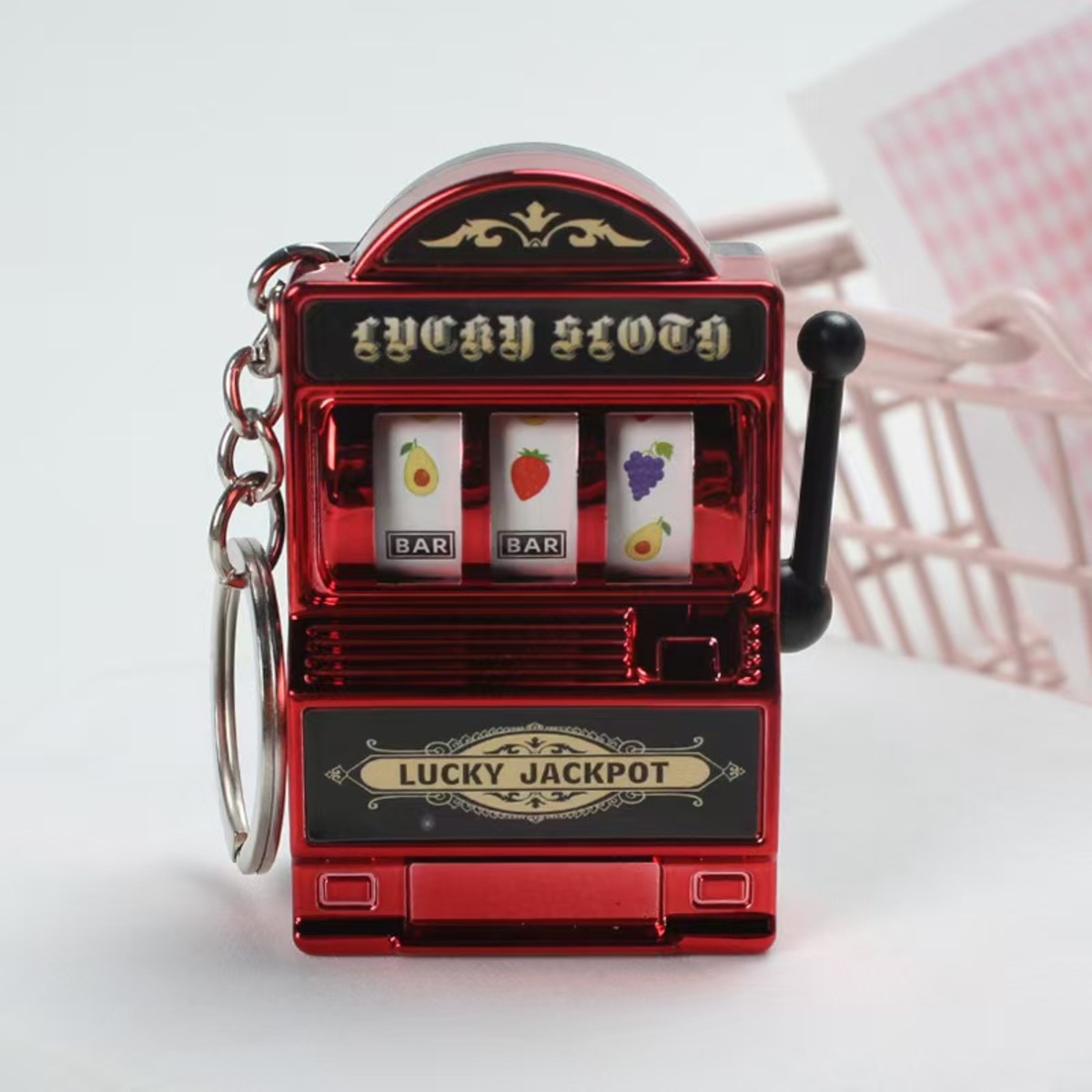 Fruit Machine Keychain Lucky Charm Keychains Mini Casino Pendant Bag Charm Novelty Gifts for Kids Adults