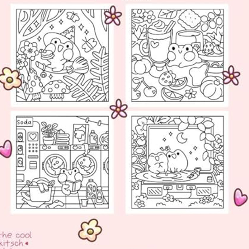 Froggy Days A Kawaii Frog Coloring Book Adorable Frog Adventures in Relaxing Coloring for All Ages  Stress Relief and Creativity