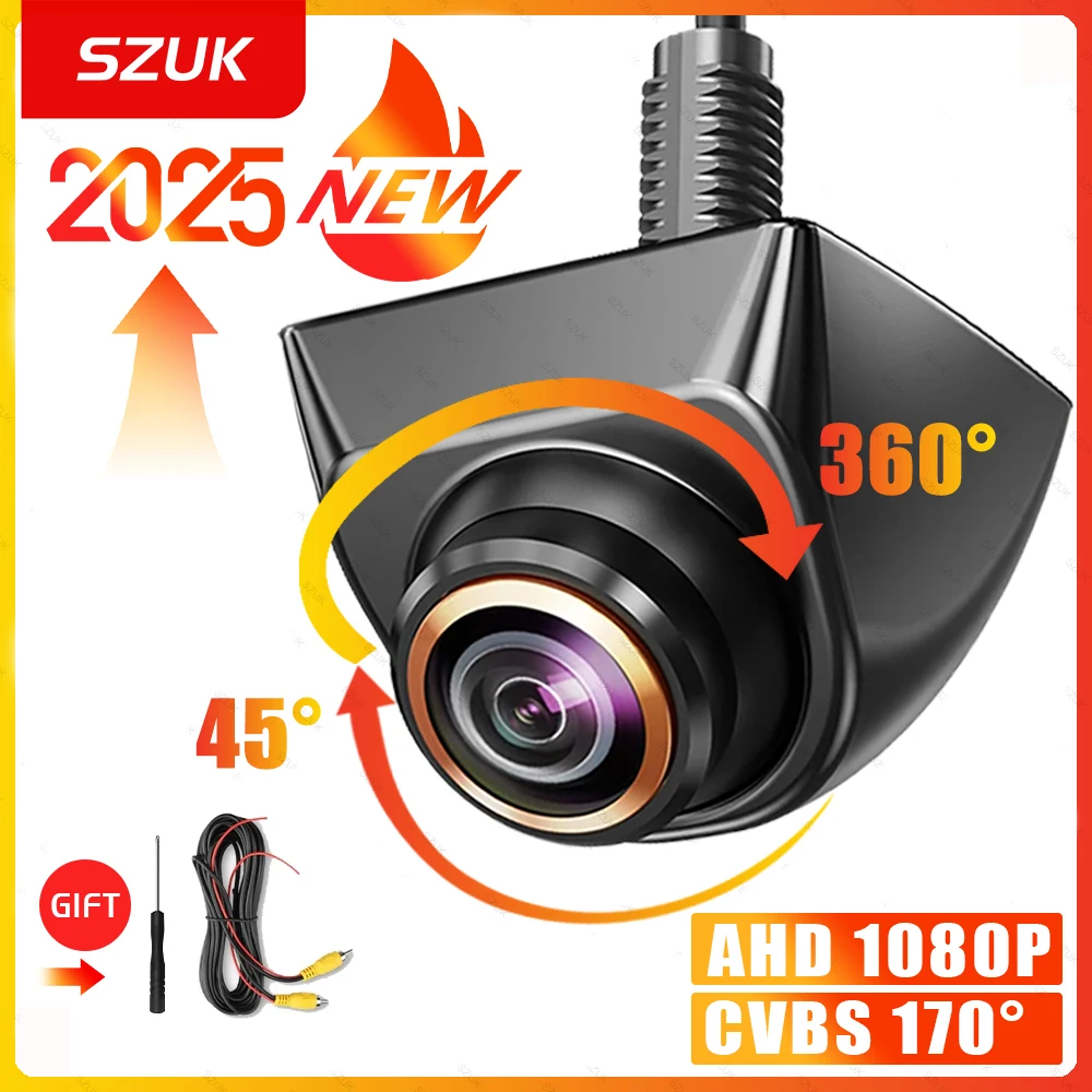 Cámara de visión trasera de coche 1080P Full HD cámara de imagen de marcha atrás gran angular visión nocturna ojo de pez Len 170 °   Cámara de marcha atrás AHD CVBSCar