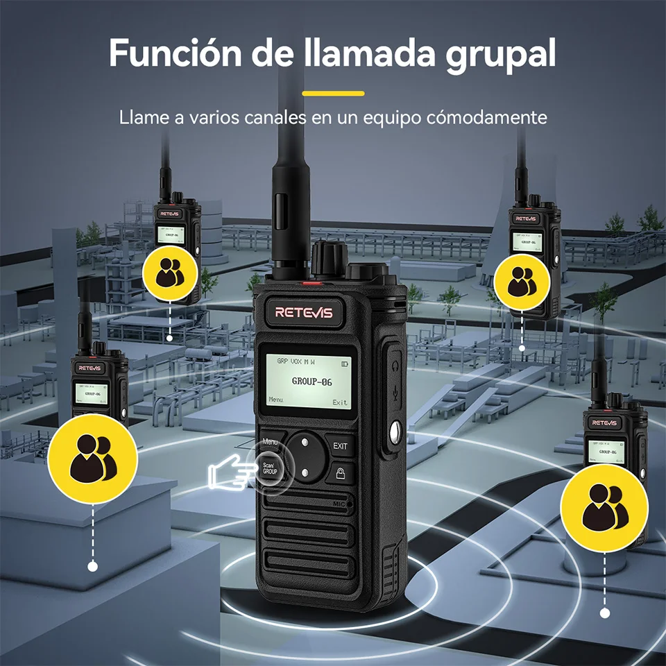 Retevis RT86S Walkies Talkies Largo Alcance Walkie-talkies Radio Profesional Long Range Walkie Talkie 1 2 Piezas Caza Portátil ptt VOX Recargable Multibanda Profesional Comunicación Transceptor