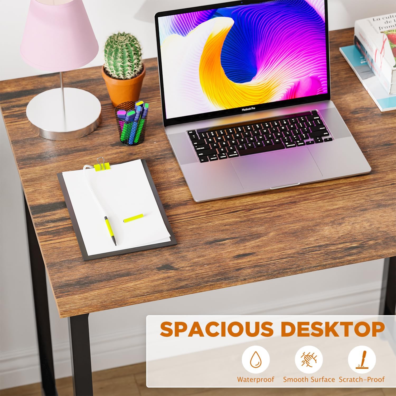 32/39/47 inch Computer Desk Study Writing Table, Adjustable feet, Modern Furniture for Home Office (1, Brown, 32 inch)