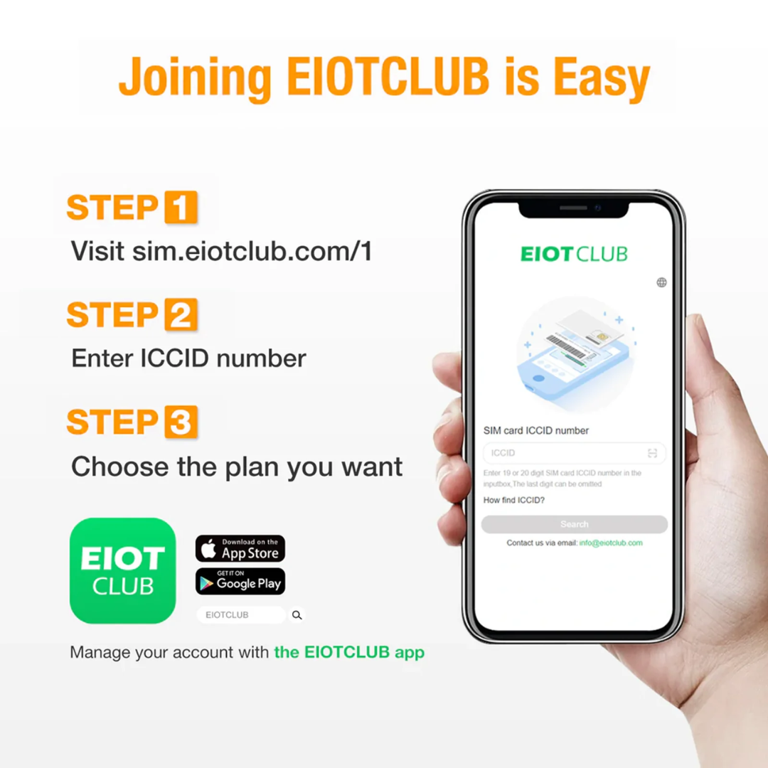 EIOTCLUB USA Prepaid SlM Card - 100MB 30DAY, Support for AT&T, T-Mobile and Verizon, Data-Only SlM Card for Unlocked IoT Devices